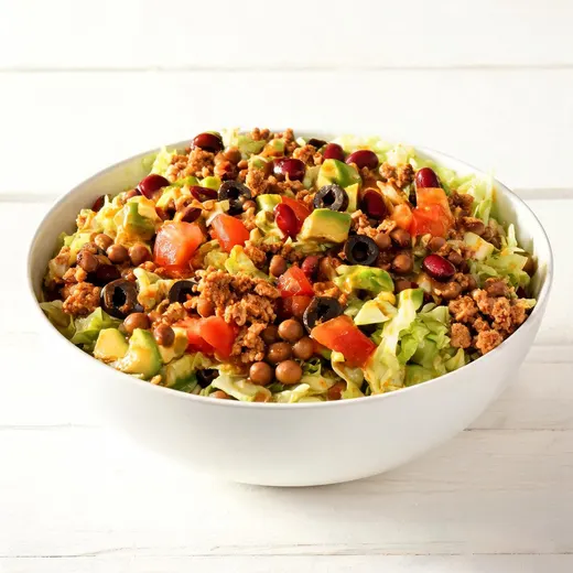 Turkey and Lentil Taco Salad: 371 kcal, 21 g protein, grade A