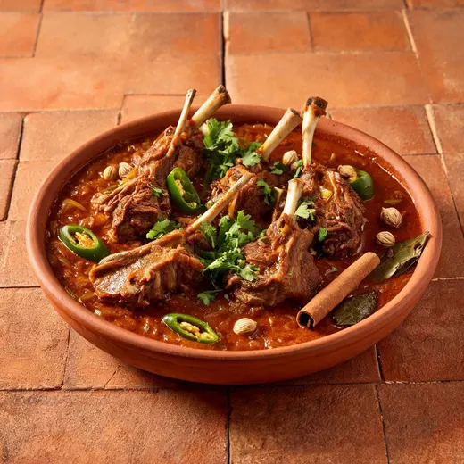 Pakistani Lamb Chops With Onion Gravy: 712 kcal, 29 g protein, grade B