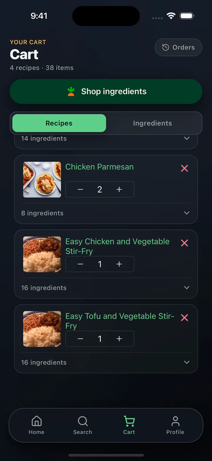 The cart with both stir-fry versions